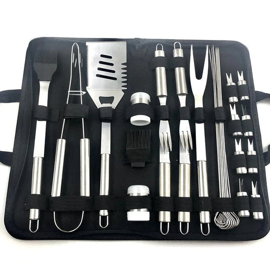 Professional BBQ Grill Tool Set (Complete Stainless Steel Barbecue Kit with Carry Case)