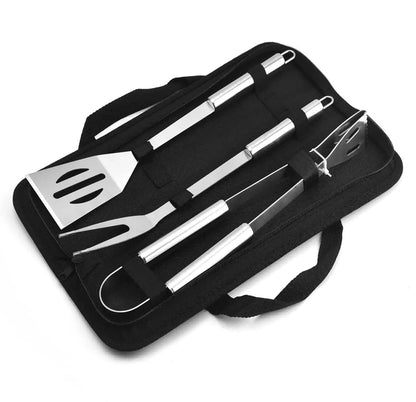 Compact BBQ Grill Tool Set (Stainless Steel Barbecue Tools with Carry Bag)