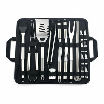 Professional BBQ Grill Tool Set (Complete Stainless Steel Barbecue Kit with Carry Case)