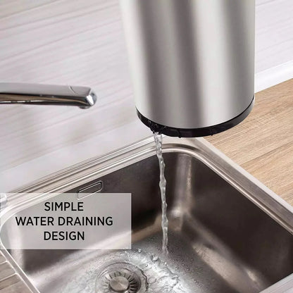 Stainless Steel Rotating Storage Bucket (Kitchen Utensil Holder with Drain)