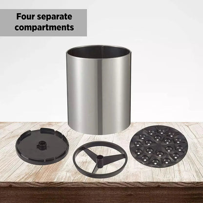 Stainless Steel Rotating Storage Bucket (Kitchen Utensil Holder with Drain)